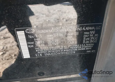 2023 Hyundai Santa Fe Hybrid Limited из США, поврежденный, VIN 5NMS5DA11PH021314